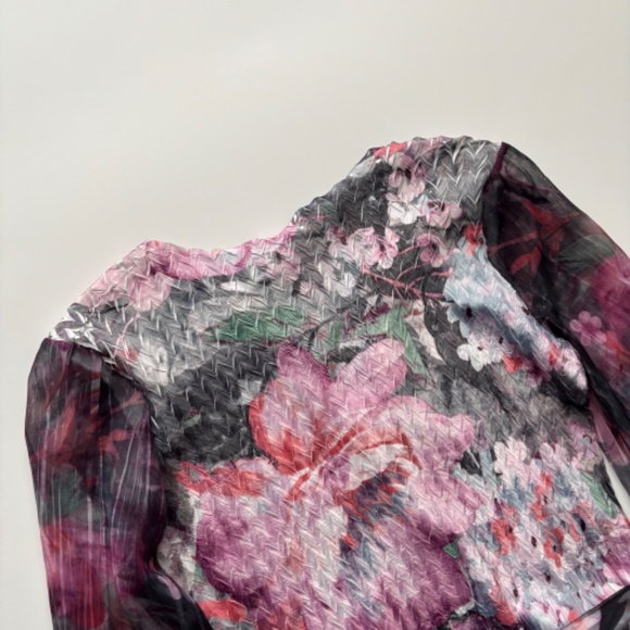 Komarov Nwt Pink Annami Floral Belted Ruffled V Neck Dress Large L - Picture 7 of 8